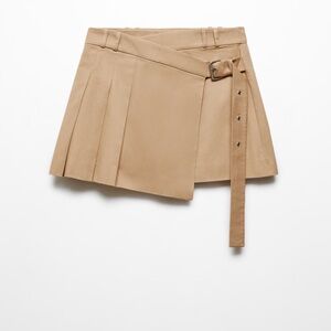 Mango Tan Mini Skirt with Belt Detail